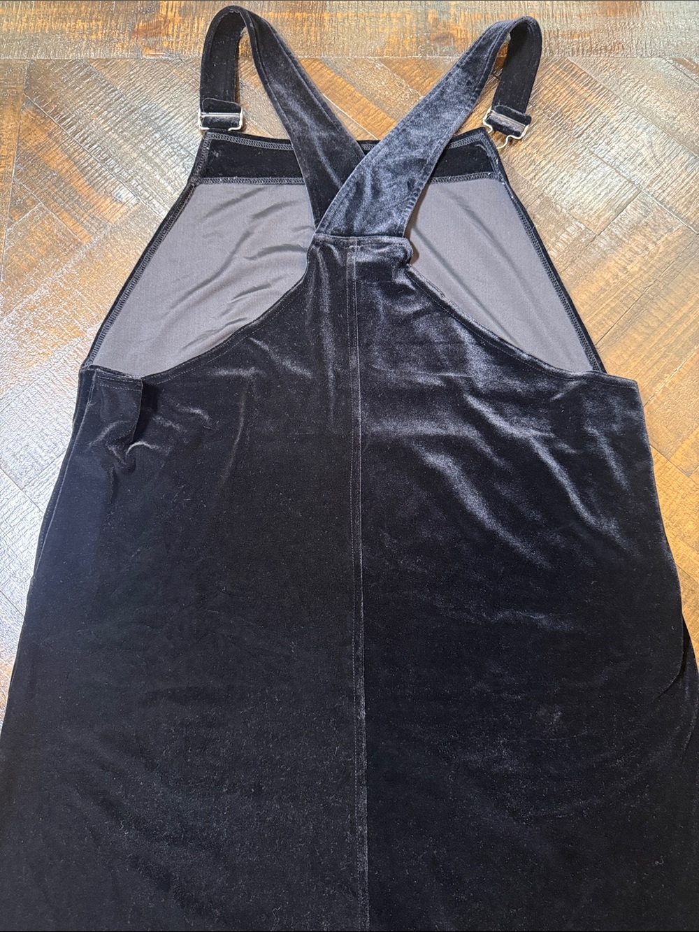Coldwater Creek Black Velvet Overall Maxi Dress L Pinafore Jumper - Picture 8 of 10